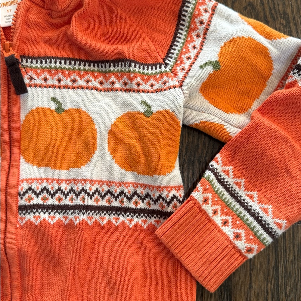Gymboree Orange Knit Sweater with Pumpkin Pattern - Picture 3 of 4